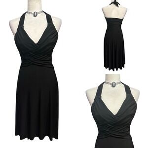 Vtg Y2K Babydoll Halter Dress Sz 1/2 Whimsigoth Fairy Grunge Ruched Empire Waist